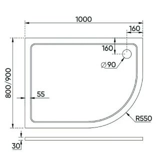 Душевой поддон из искусственного камня Veconi Tezeo 100x80 L TZ11L-10080A-01-19C3 Белый